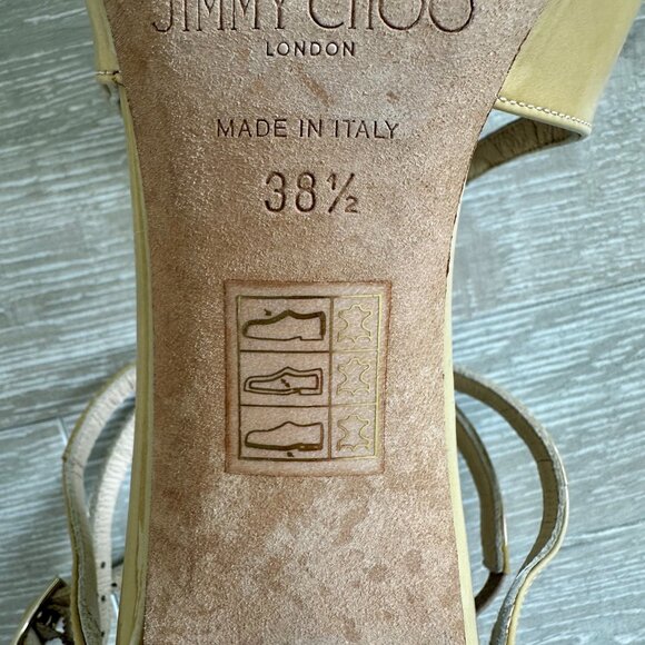 Jimmy Choo Lang Patent Leather Nude Womens High Heels Size 38.5 US 8 Formal - Picture 7 of 9